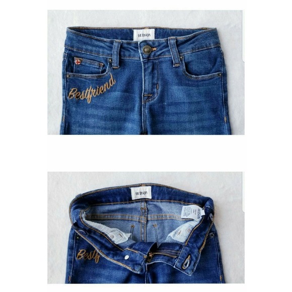 GIRL'S HUDSON 2-PIECE "BESTFRIEND BIG REBEL HEART" STRETCH JEANS + JACKET Sz 10 - Picture 4 of 12